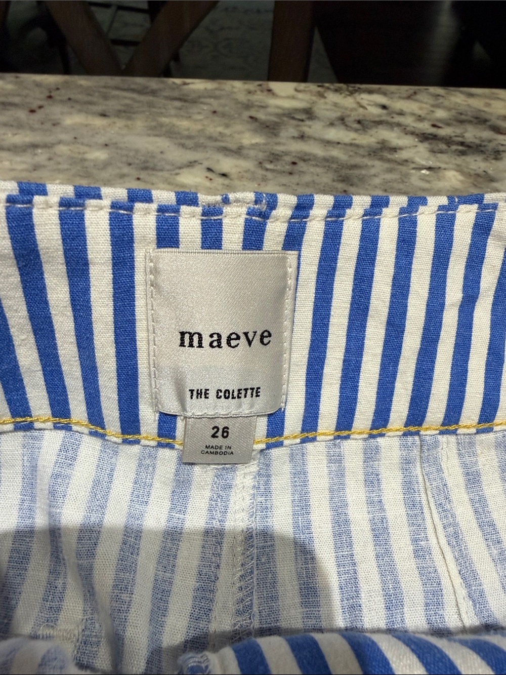 Anthropologie Maeve Colette  Blue and White Striped Cropped Wide-Leg Pants - Picture 4 of 8